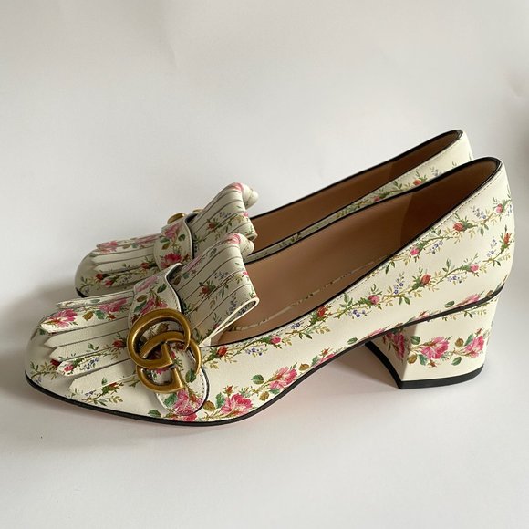 Gucci Shoes - ✨SOLD✨ Gucci Marmont Fringe Loafer Floral/White